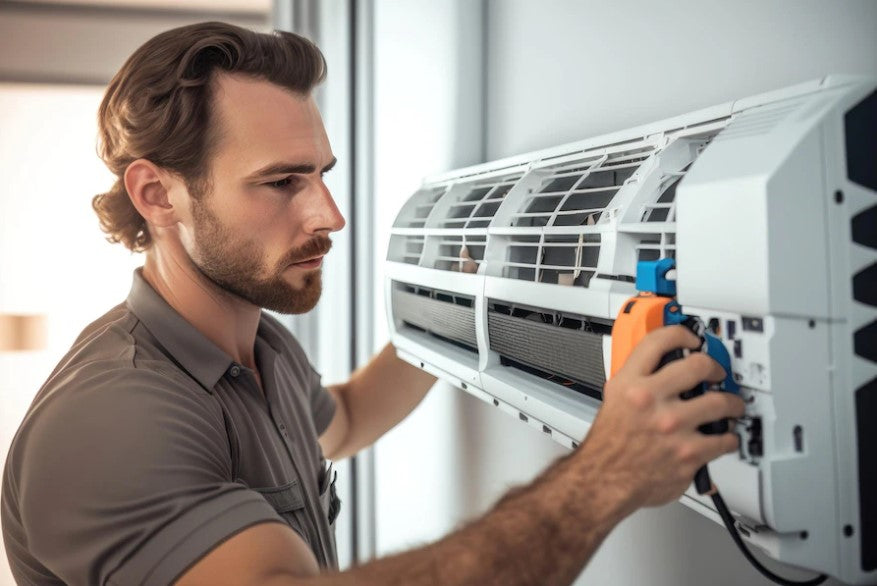 Homeowner ensuring long-term HVAC system care