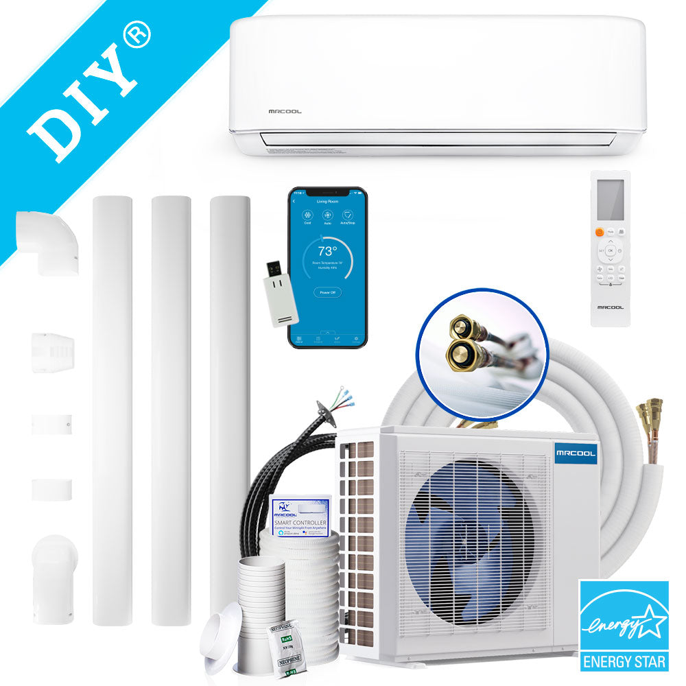 DIY-18-HP-WMAH-230C25 DIY 4th Generation 18K BTU Heat Pump Wall Mount Air Handler | 230V with 25FT DIYPro Cable & Enhanced WiFi (Works with Alexa, Works with Google Assistant)