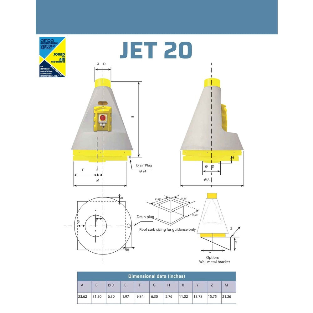 J20SS4P033 Plastec Ventilation Duct Fans Jet 20 Inline Polypropylene Blower